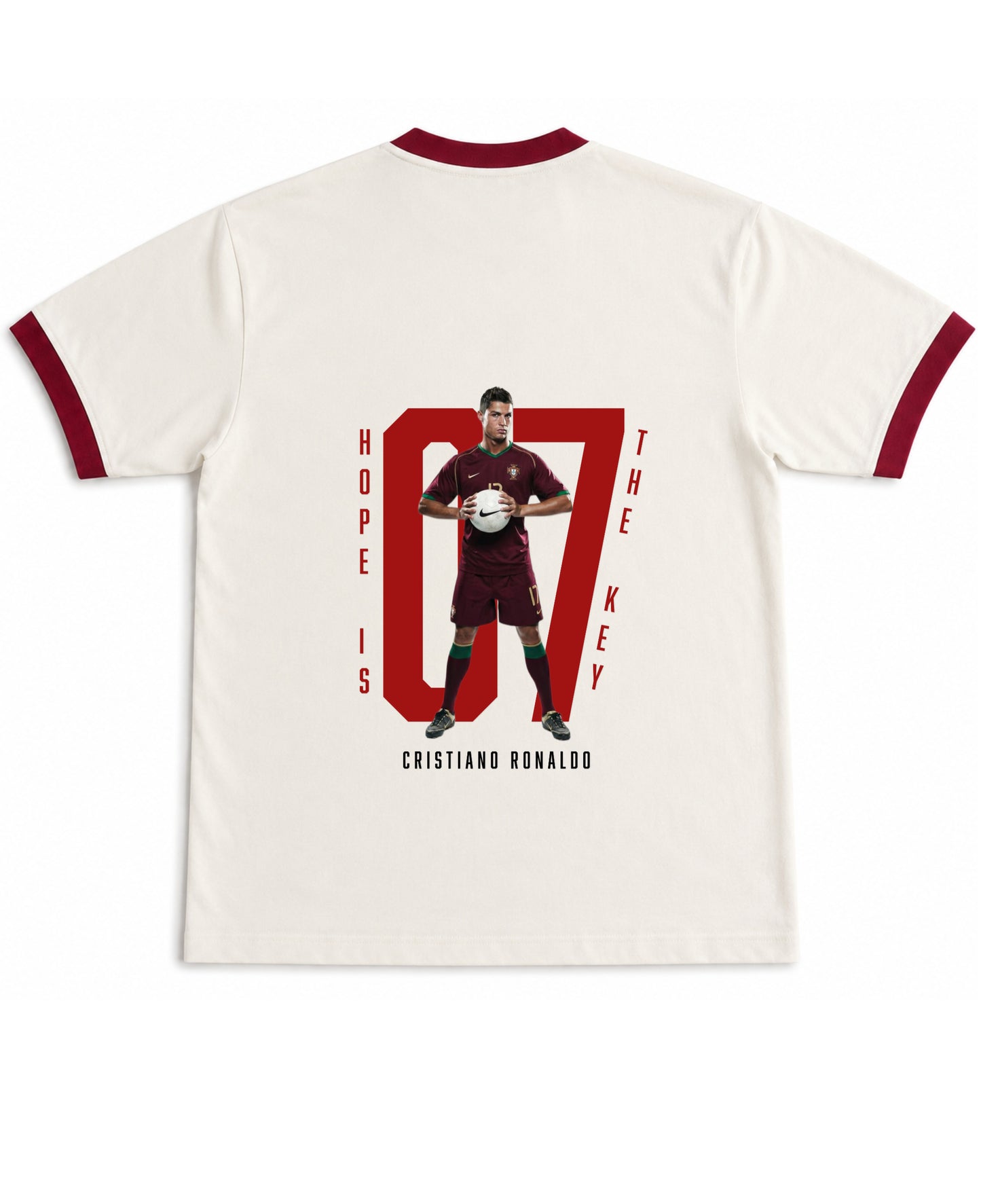 Off White & Maroon Ringer tee Back Design