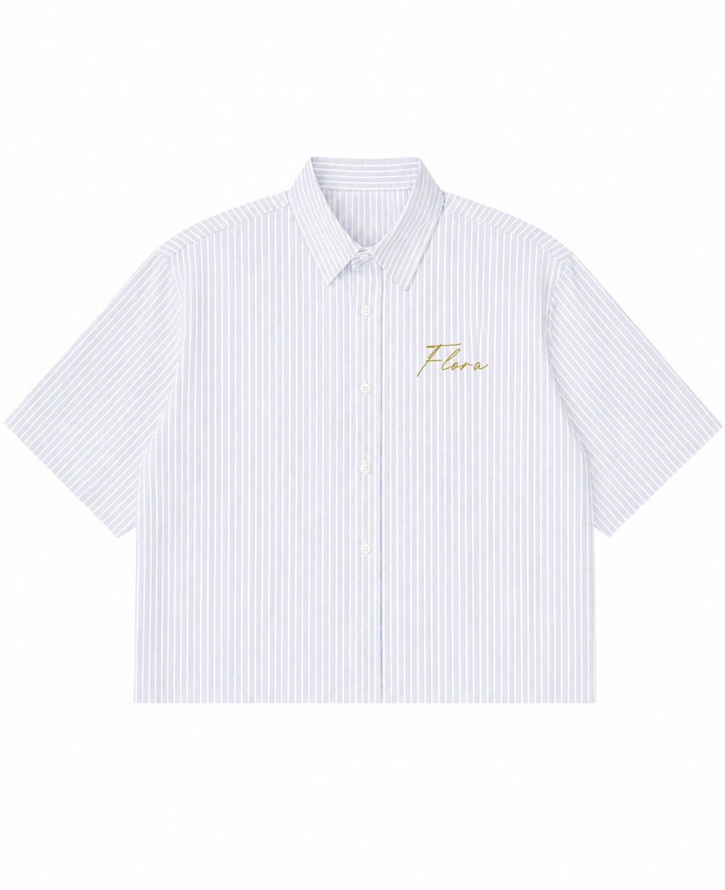 Blue Striped Oxford Boxy Shirt Front Design