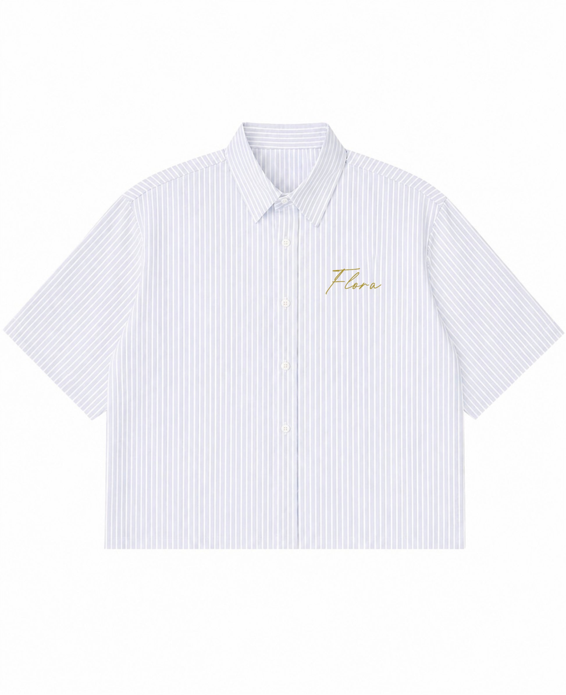 Blue Striped Oxford Boxy Shirt Front Design