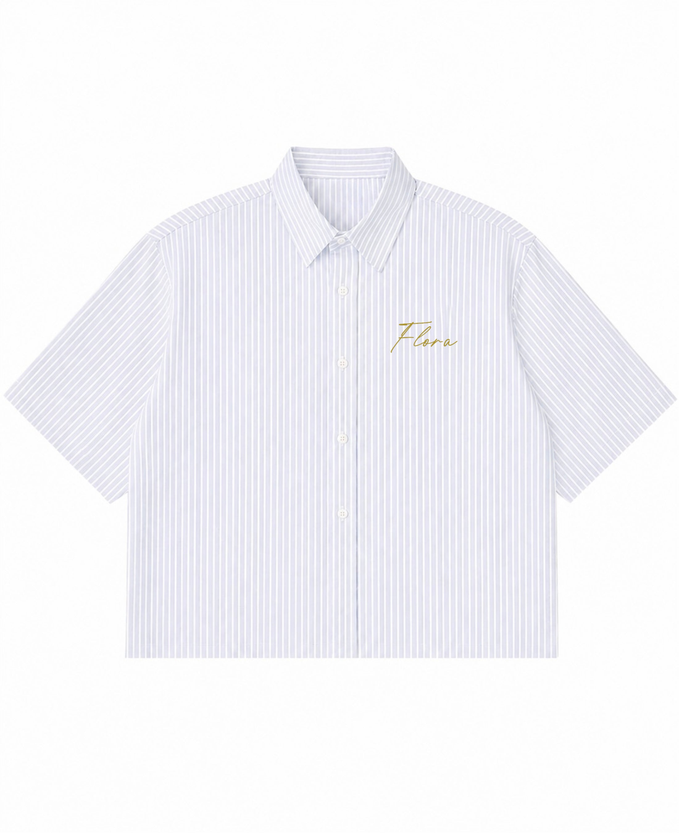 Blue Striped Oxford Boxy Shirt Front Design