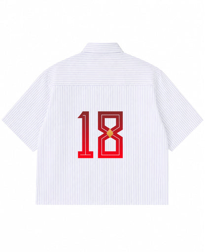 Blue Striped Oxford Boxy Shirt Back Design
