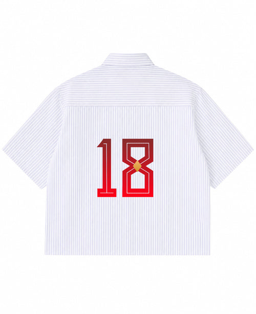 Blue Striped Oxford Boxy Shirt Back Design