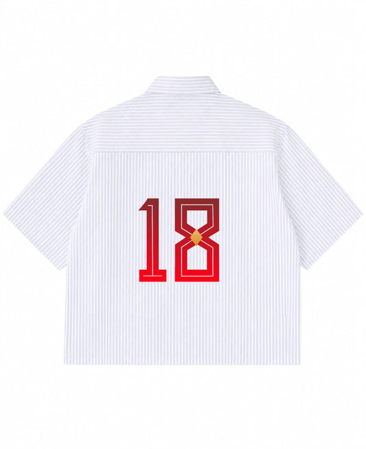 Blue Striped Oxford Boxy Shirt Back Design