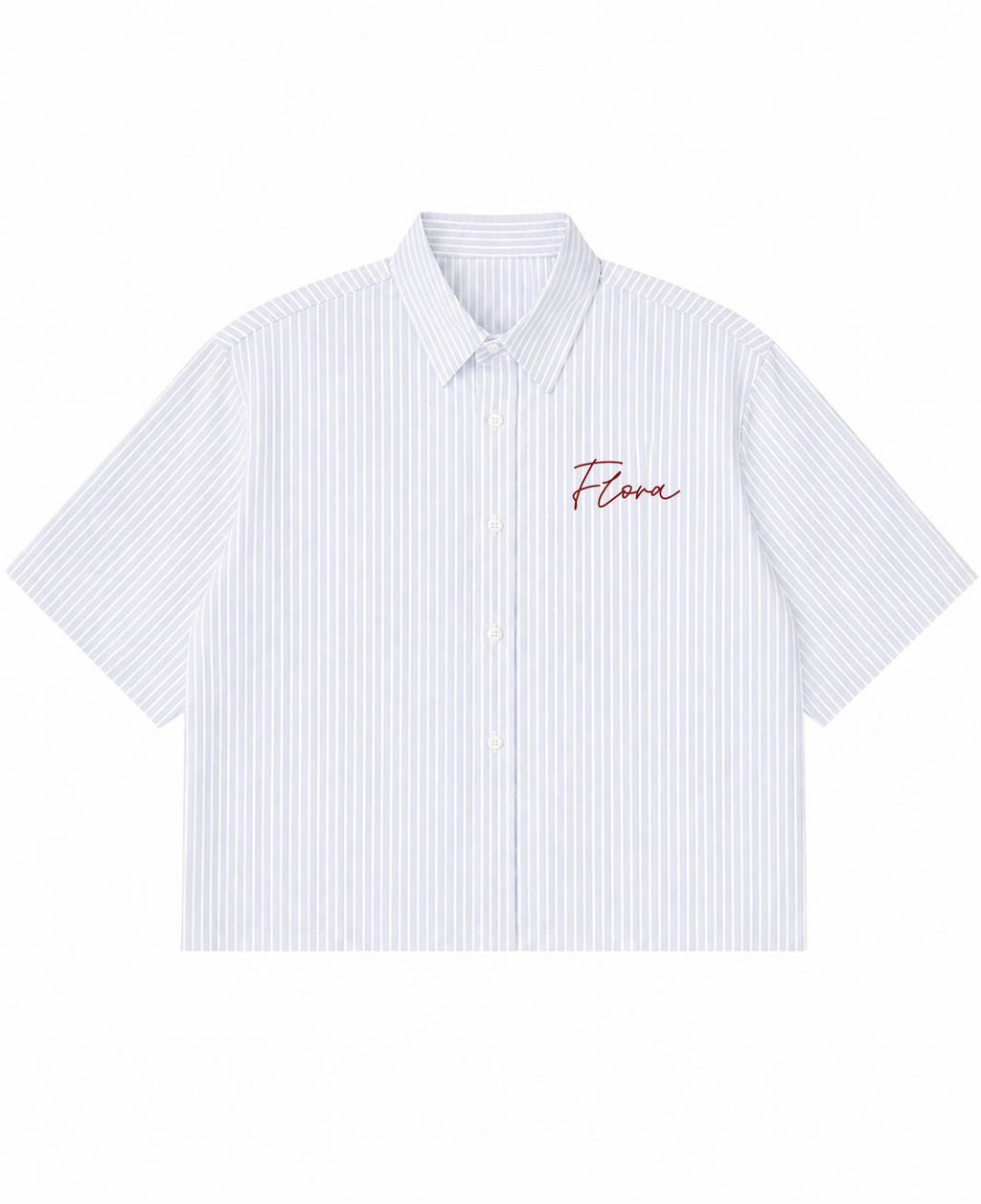 Blue Striped Oxford Boxy Shirt Front Design