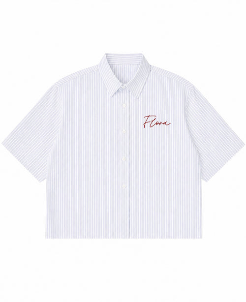 Blue Striped Oxford Boxy Shirt Front Design