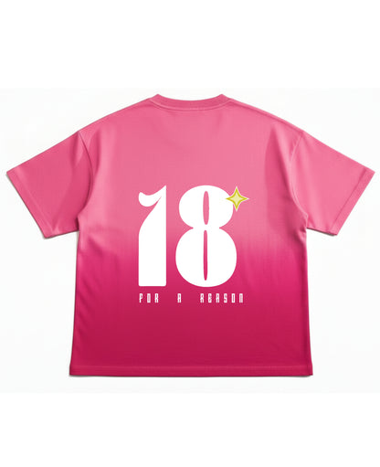 Pink Sunfade Ombré Wash Boxy Fit T-shirt Back Design