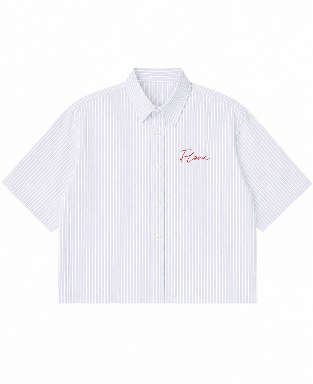 Blue Striped Oxford Boxy Shirt Front Design