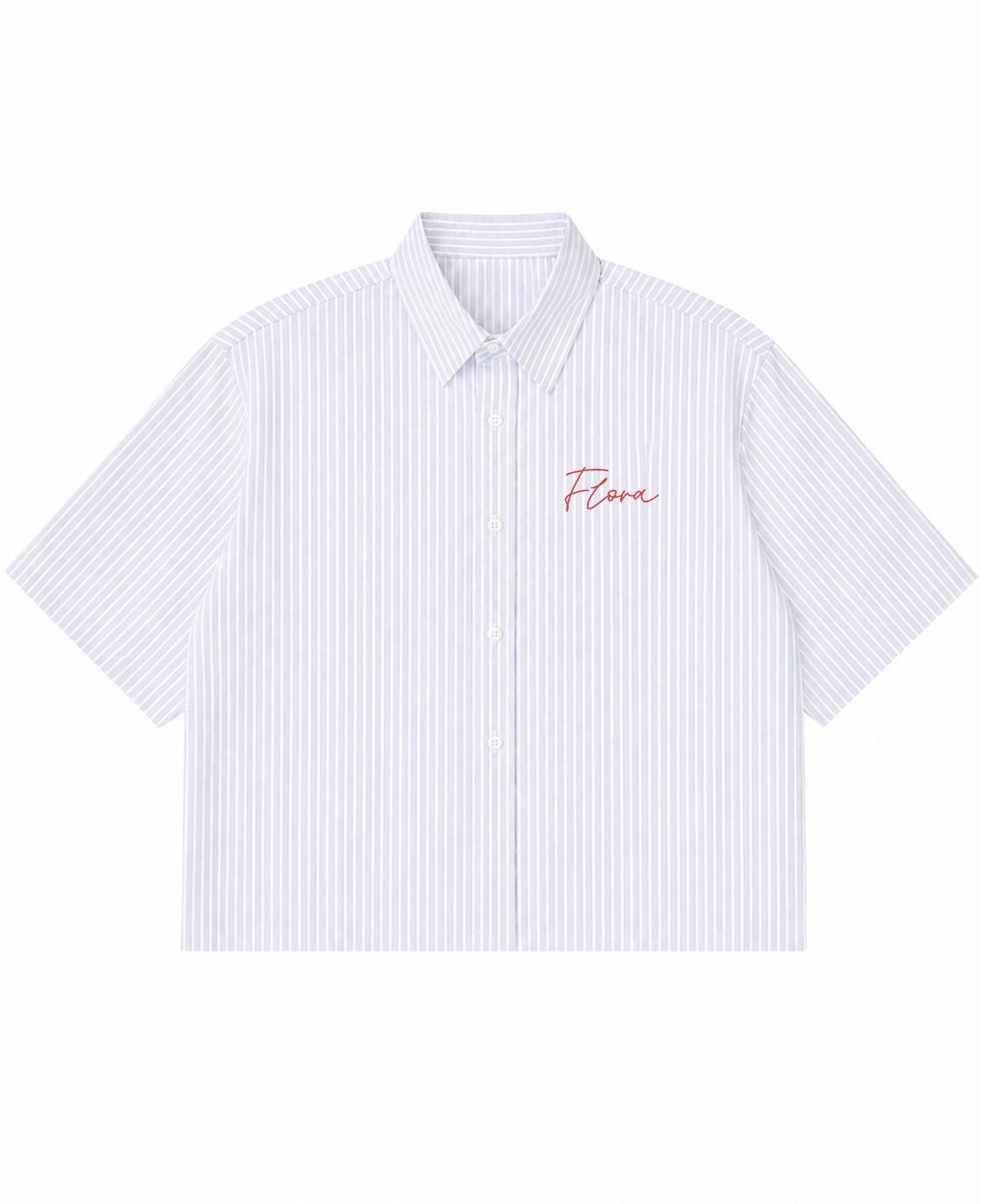 Blue Striped Oxford Boxy Shirt Front Design