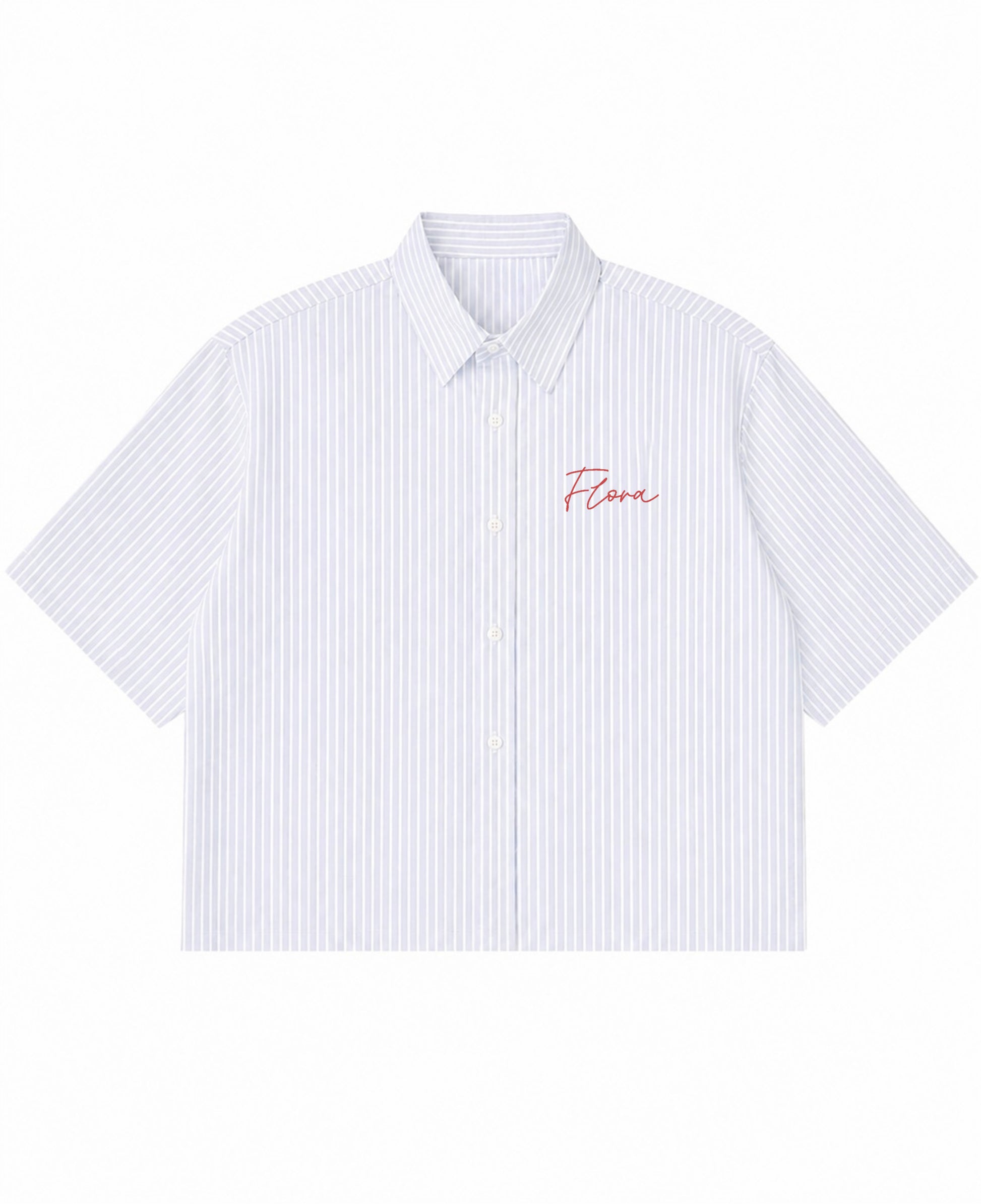 Blue Striped Oxford Boxy Shirt Front Design