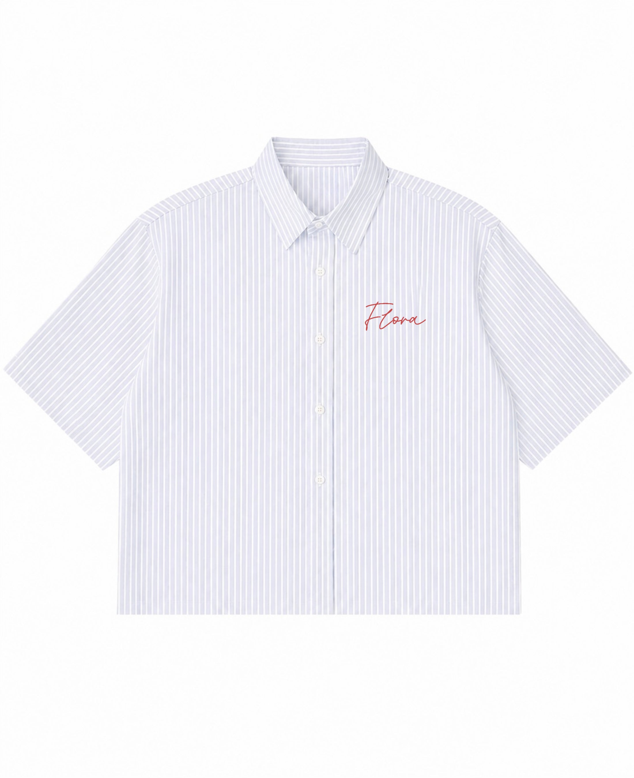 Blue Striped Oxford Boxy Shirt Front Design