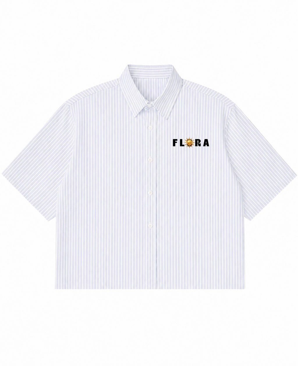 Blue Striped Oxford Boxy Shirt Front Design