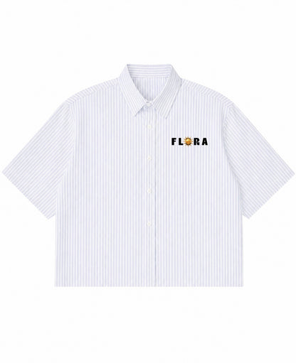 Blue Striped Oxford Boxy Shirt Front Design