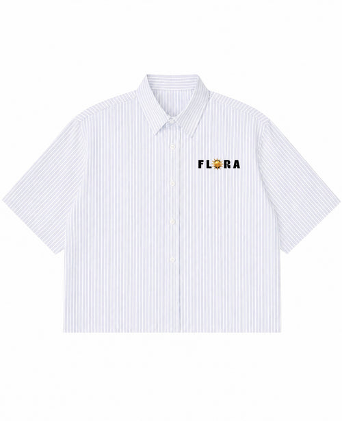 Blue Striped Oxford Boxy Shirt Front Design
