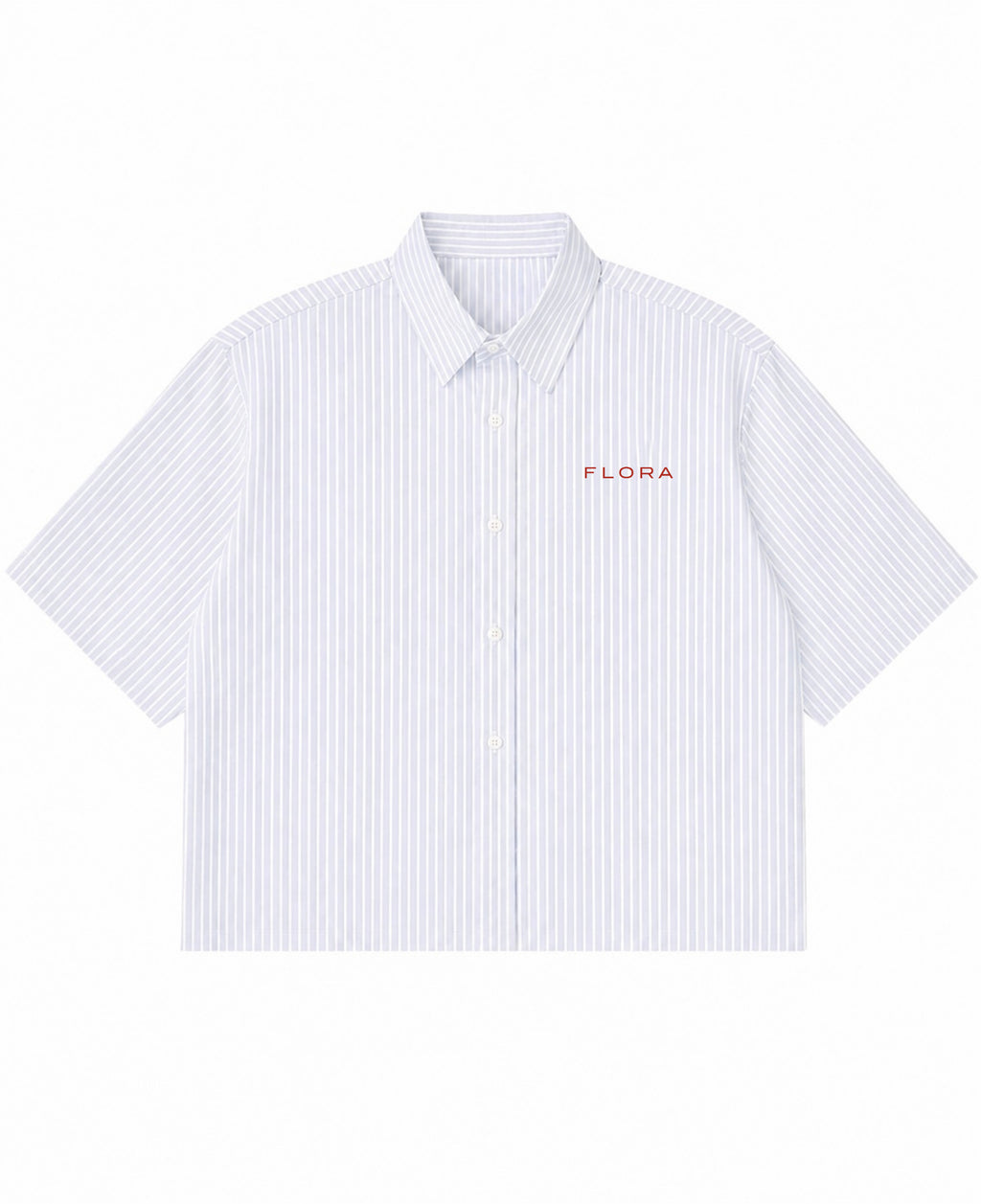 Blue Striped Oxford Boxy Shirt Front Design