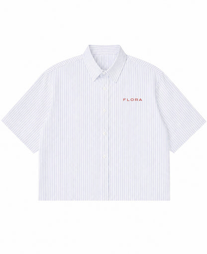 Blue Striped Oxford Boxy Shirt Front Design