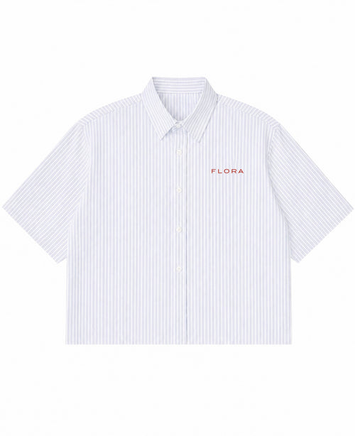 Blue Striped Oxford Boxy Shirt Front Design