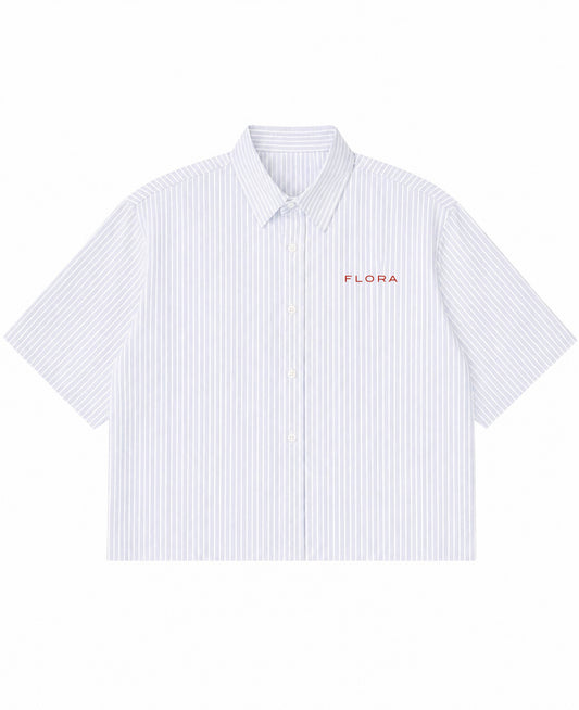 Blue Striped Oxford Boxy Shirt Front Design