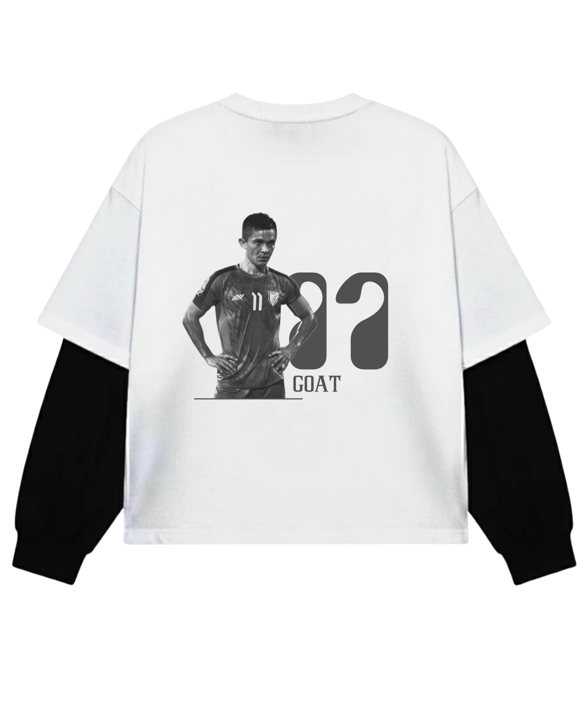 White With Black Sleeve Oversized Tee Back Design