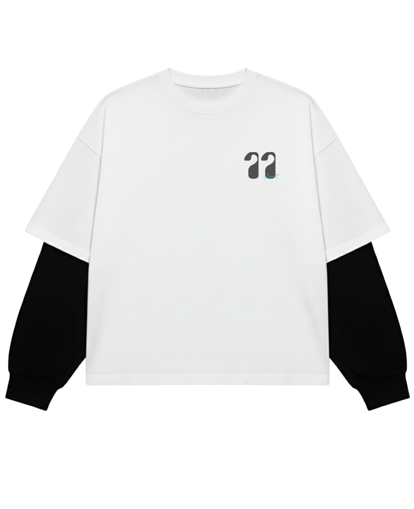 White With Black Sleeve Oversized Tee Front Design