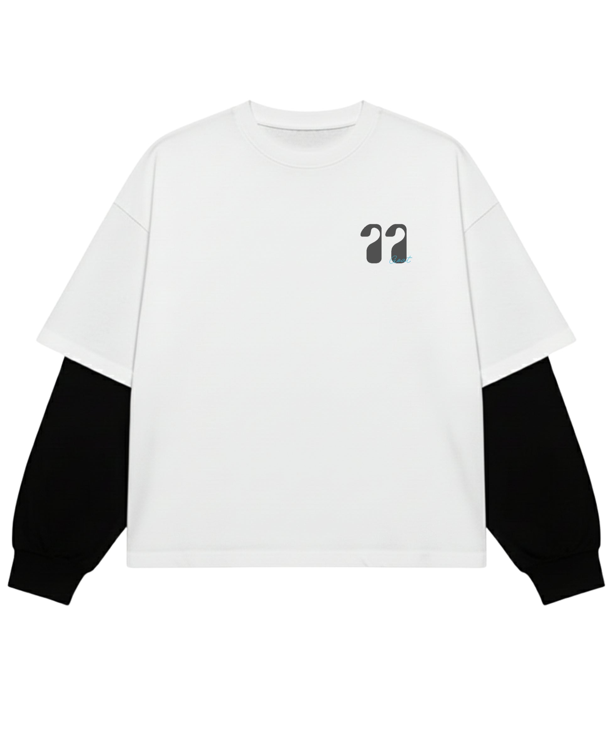 White With Black Sleeve Oversized Tee Front Design