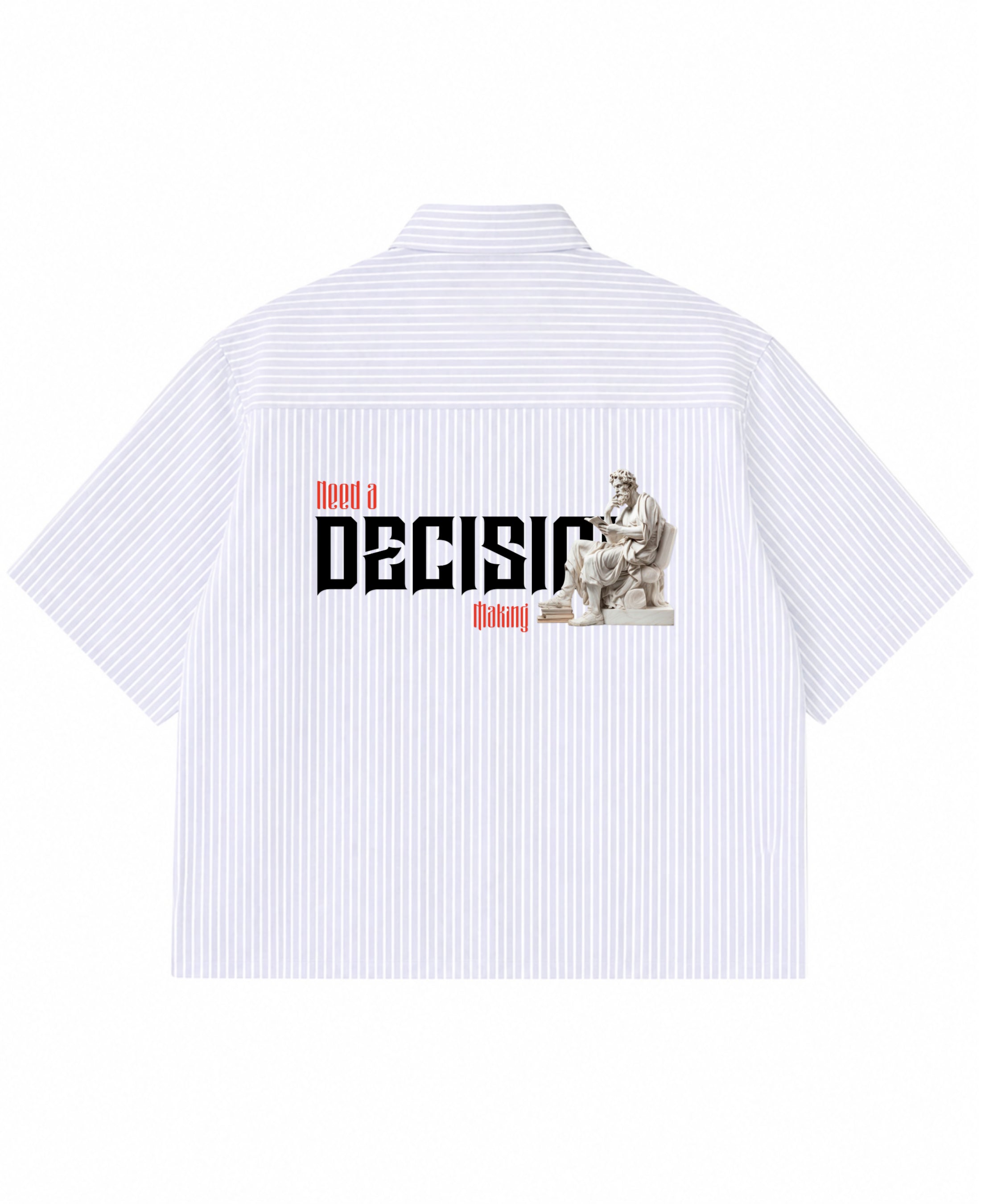 Blue Striped Oxford Boxy Shirt Back Design