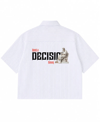 Blue Striped Oxford Boxy Shirt Back Design