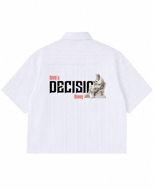 Blue Striped Oxford Boxy Shirt Back Design