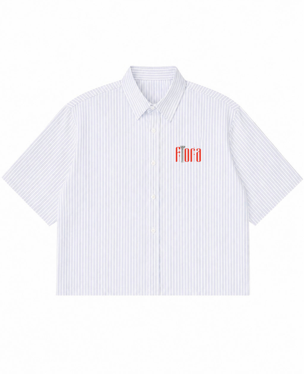 Blue Striped Oxford Boxy Shirt Front Design