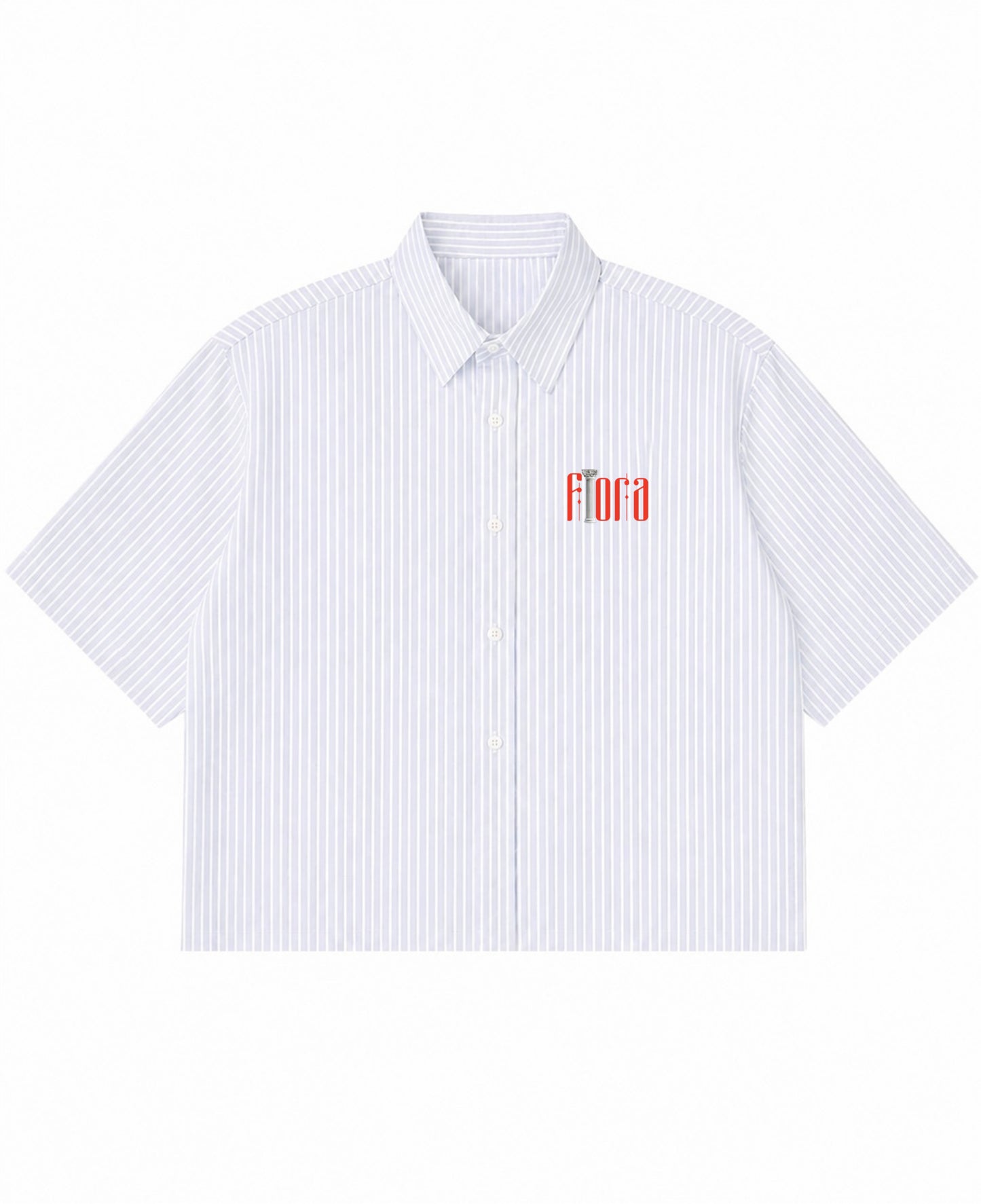 Blue Striped Oxford Boxy Shirt Front Design