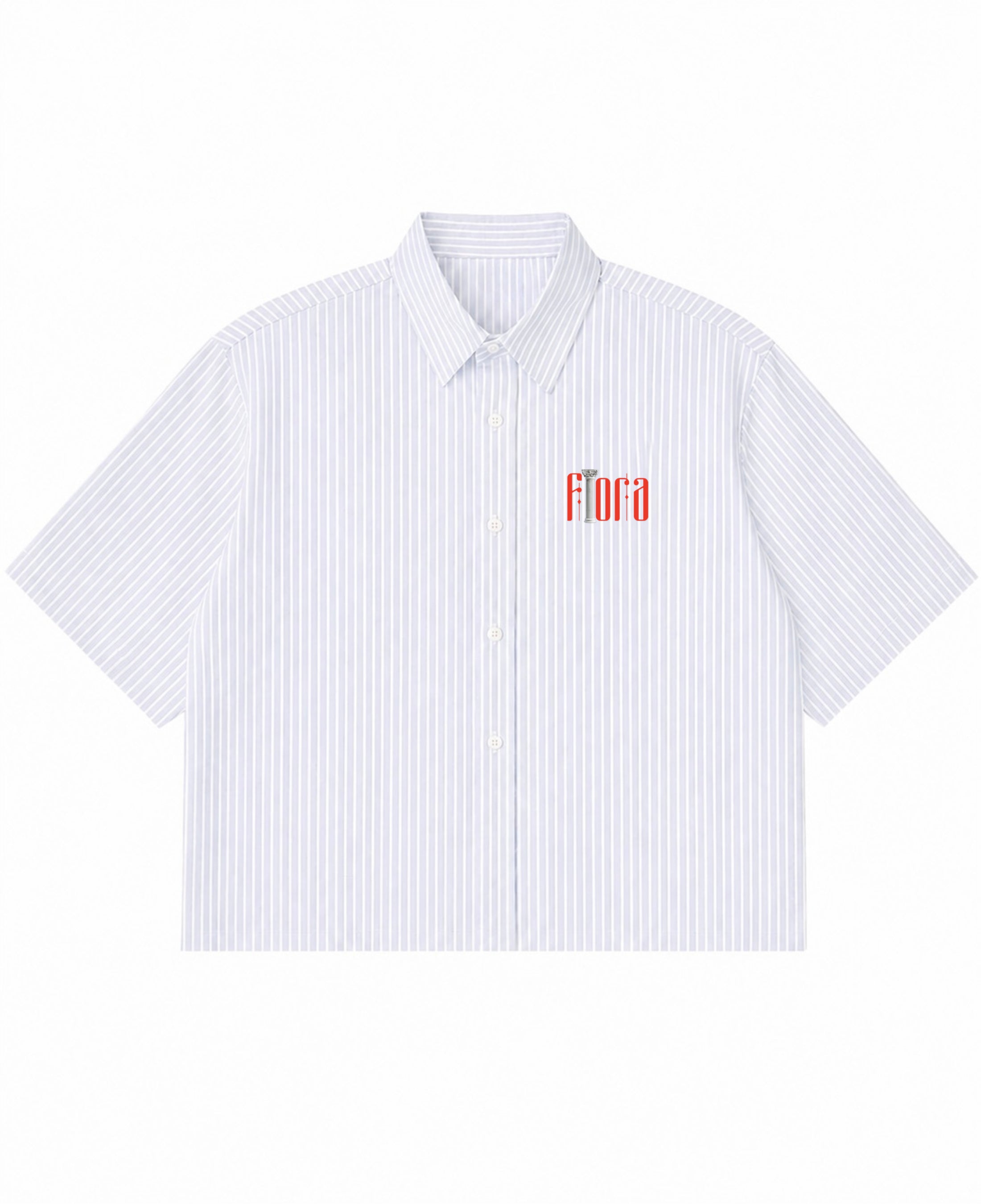 Blue Striped Oxford Boxy Shirt Front Design