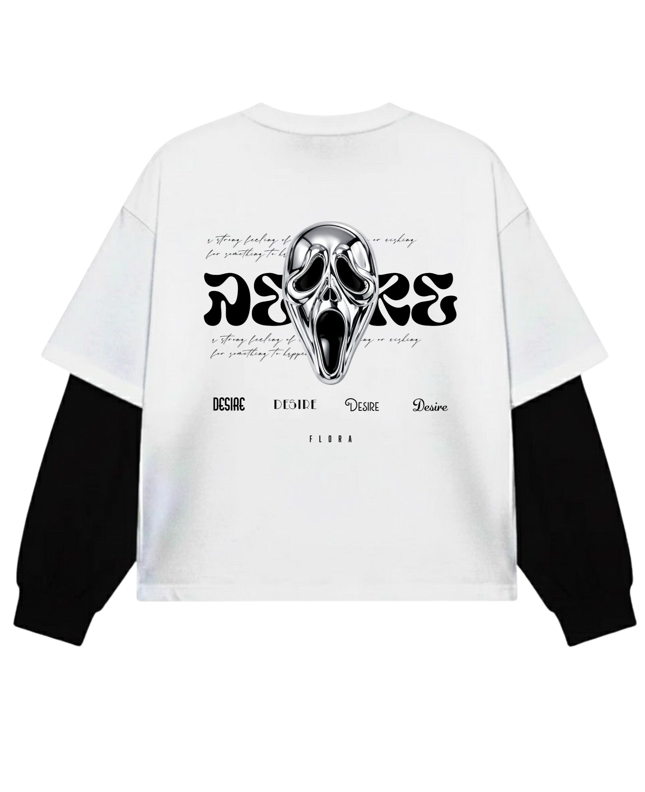 White With Black Sleeve Oversized Tee Back Design