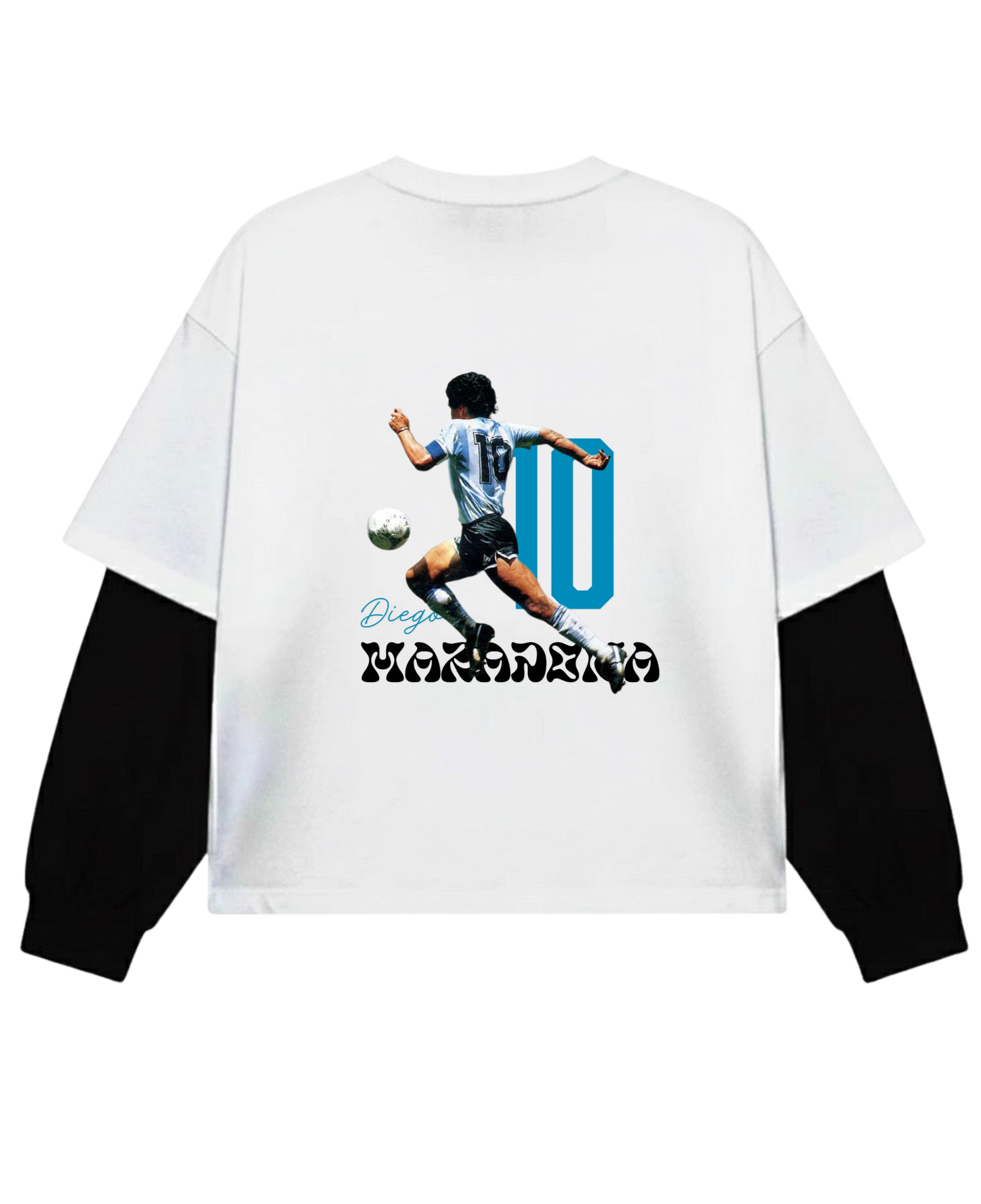 White With Black Sleeve Oversized Tee Back Design