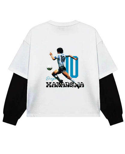 White With Black Sleeve Oversized Tee Back Design