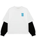 White With Black Sleeve Oversized Tee Front Design