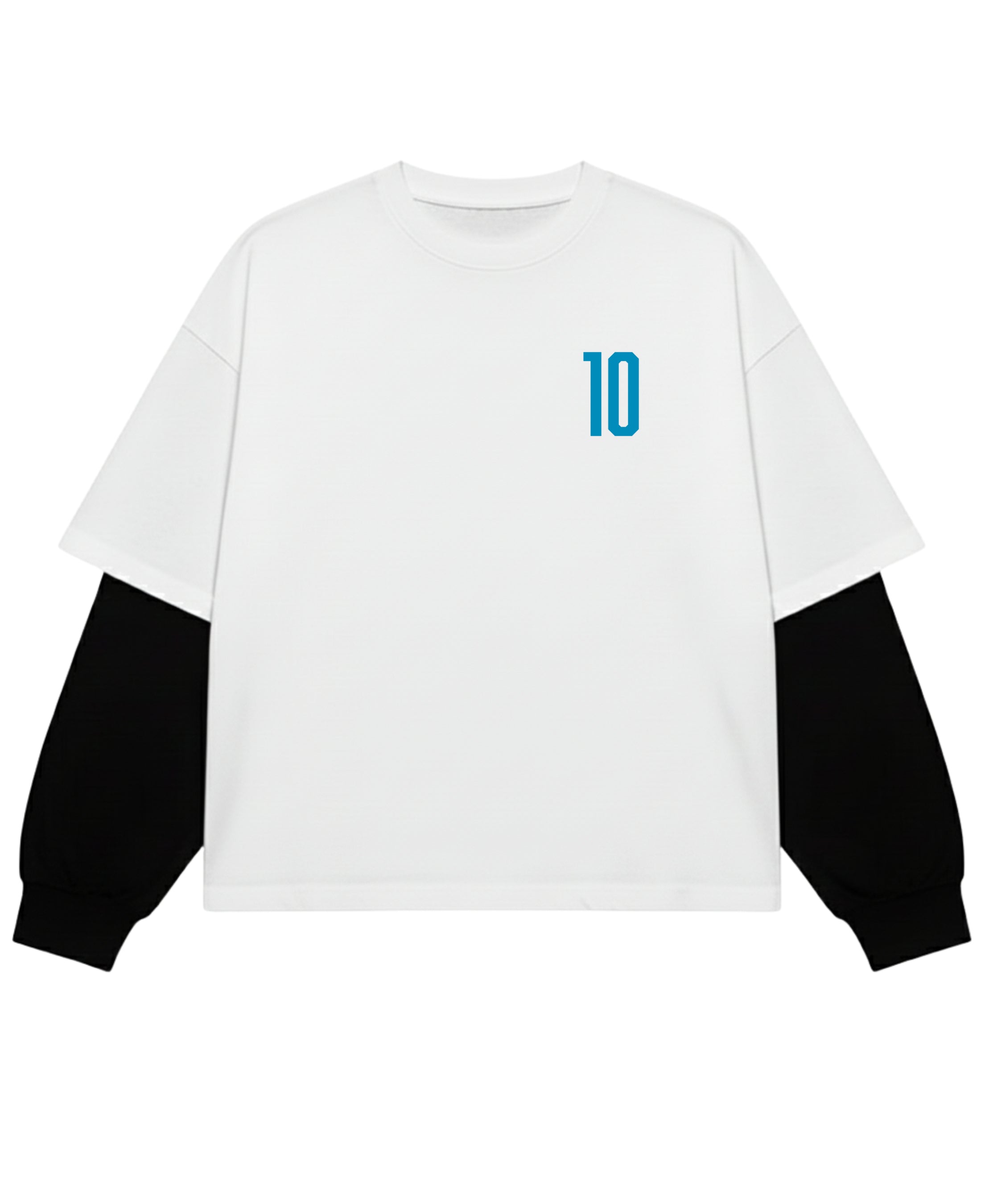 White With Black Sleeve Oversized Tee Front Design