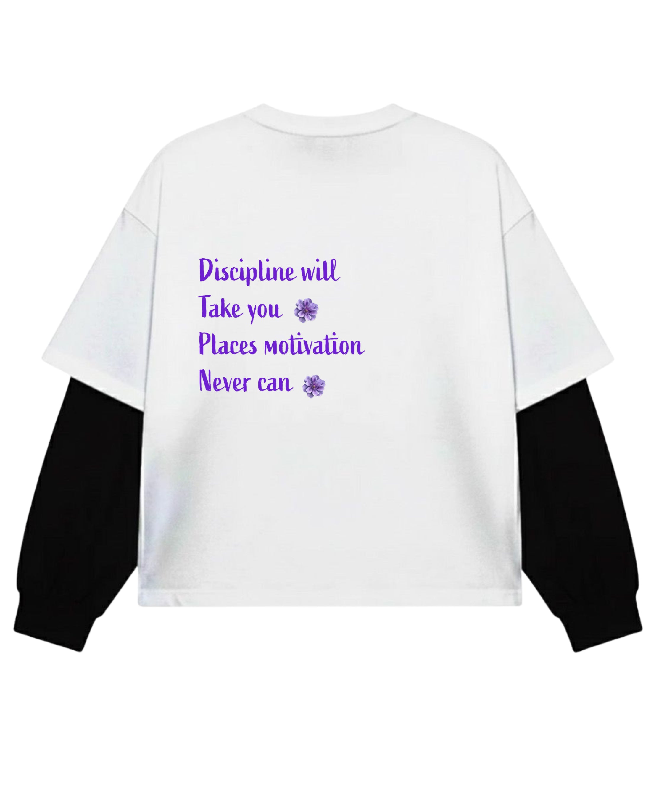 White With Black Sleeve Oversized Tee Back Design