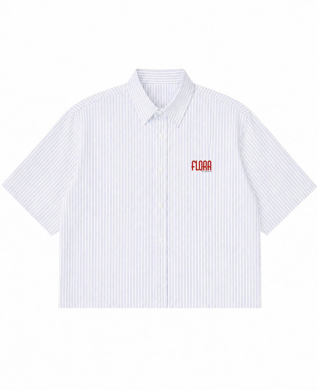 Blue Striped Oxford Boxy Shirt Front Design