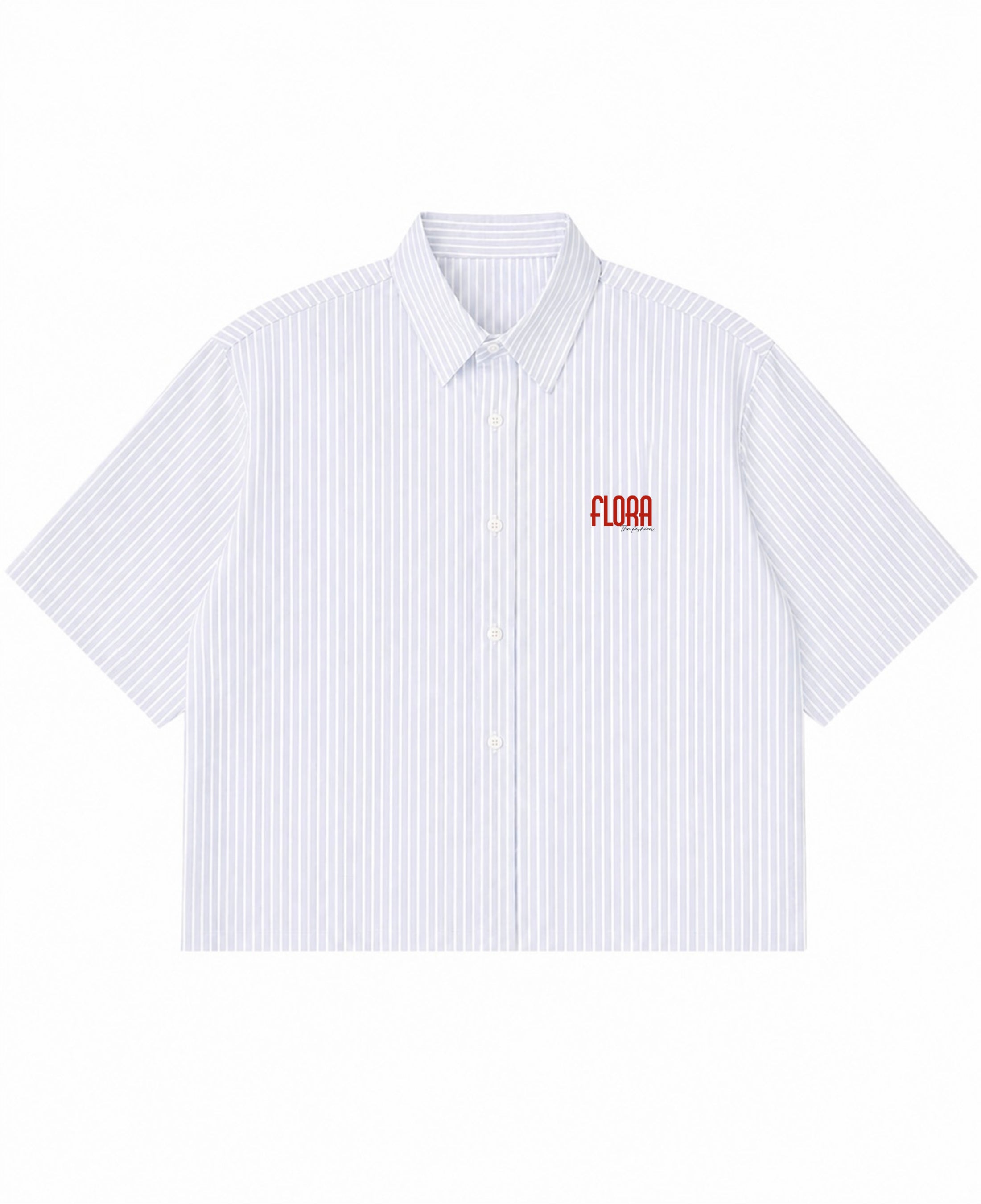 Blue Striped Oxford Boxy Shirt Front Design