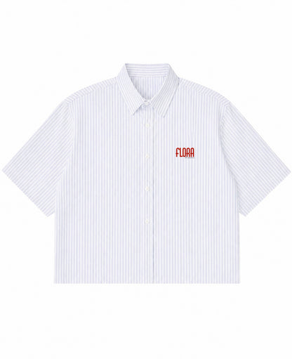 Blue Striped Oxford Boxy Shirt Front Design