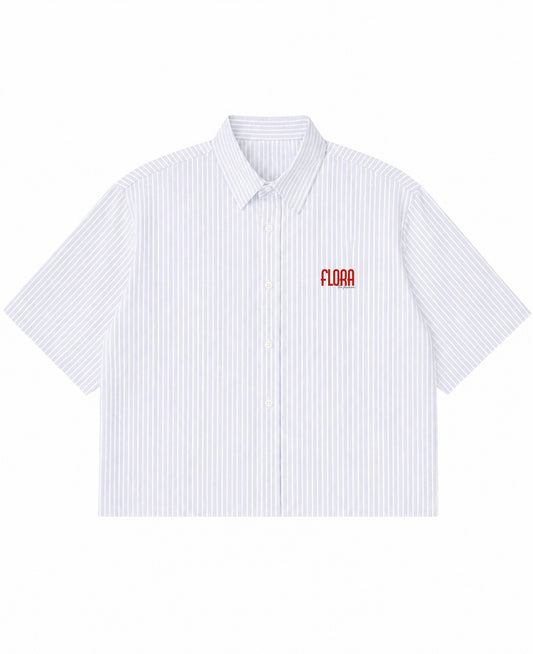 Blue Striped Oxford Boxy Shirt Front Design