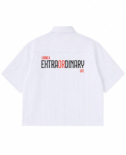 Blue Striped Oxford Boxy Shirt Back Design