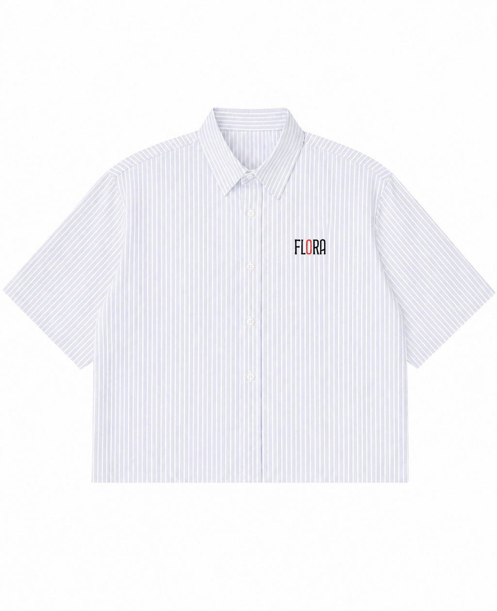 Blue Striped Oxford Boxy Shirt Front Design