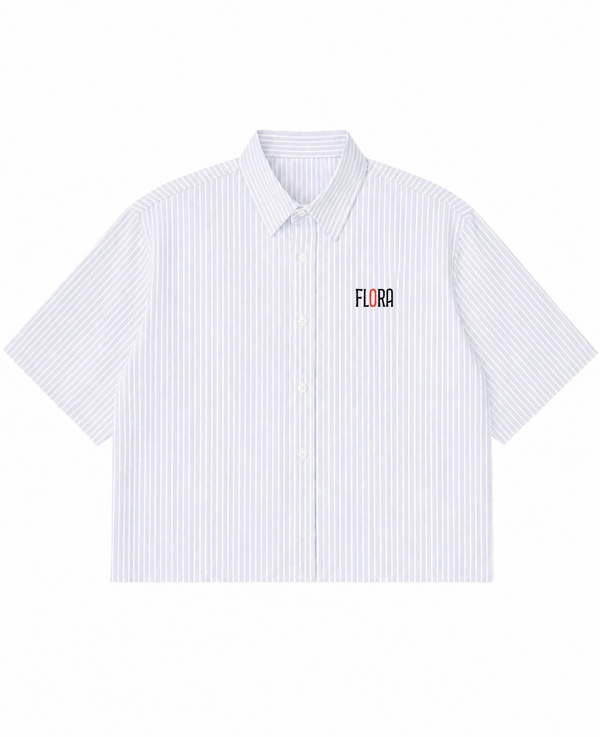 Blue Striped Oxford Boxy Shirt Front Design