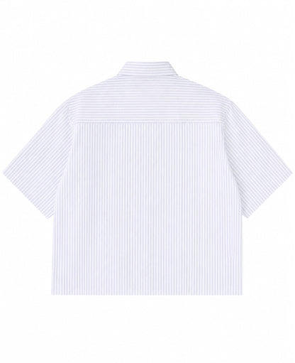 Blue Striped Oxford Boxy Shirt Back Design