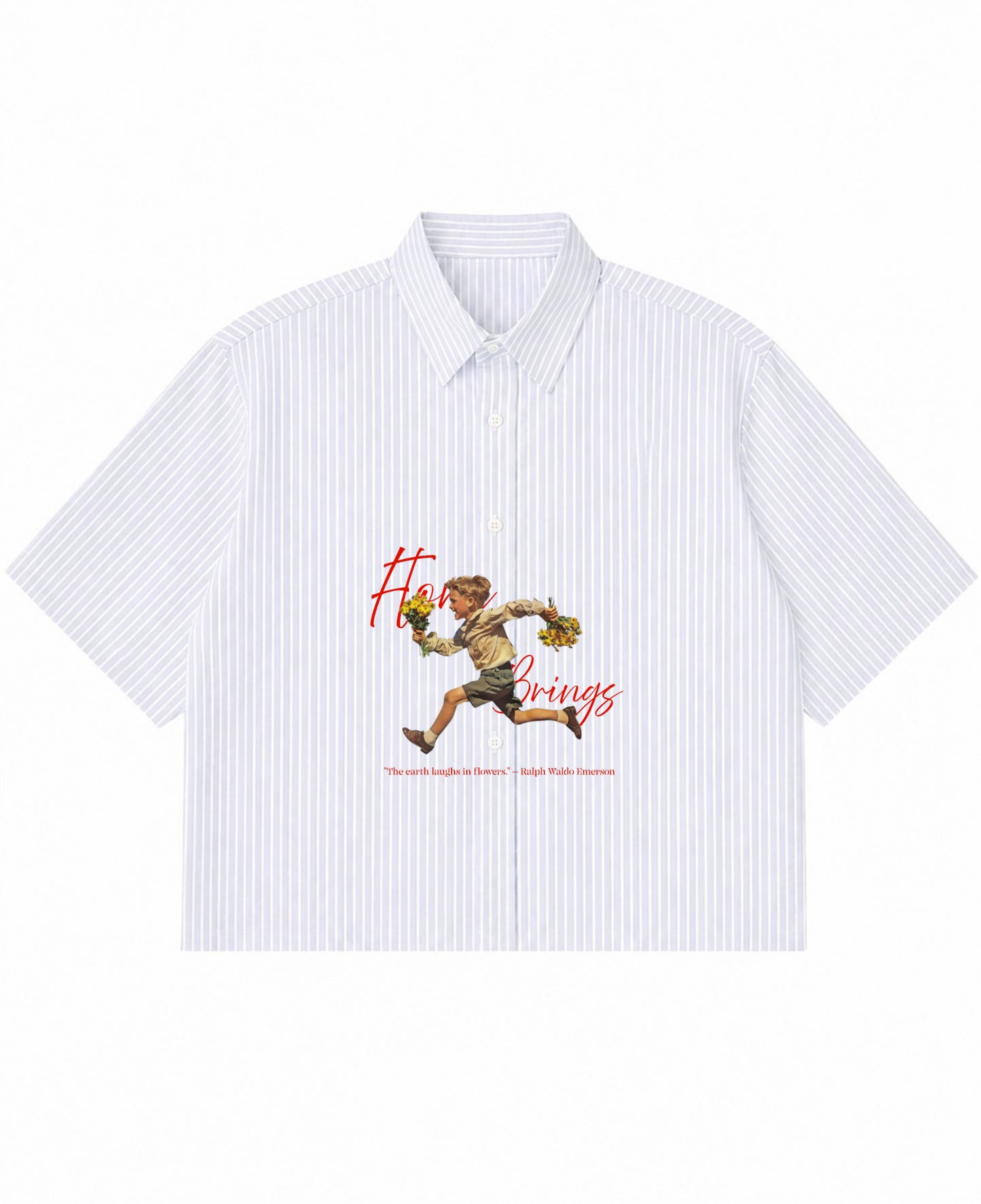 Blue Striped Oxford Boxy Shirt Front Design
