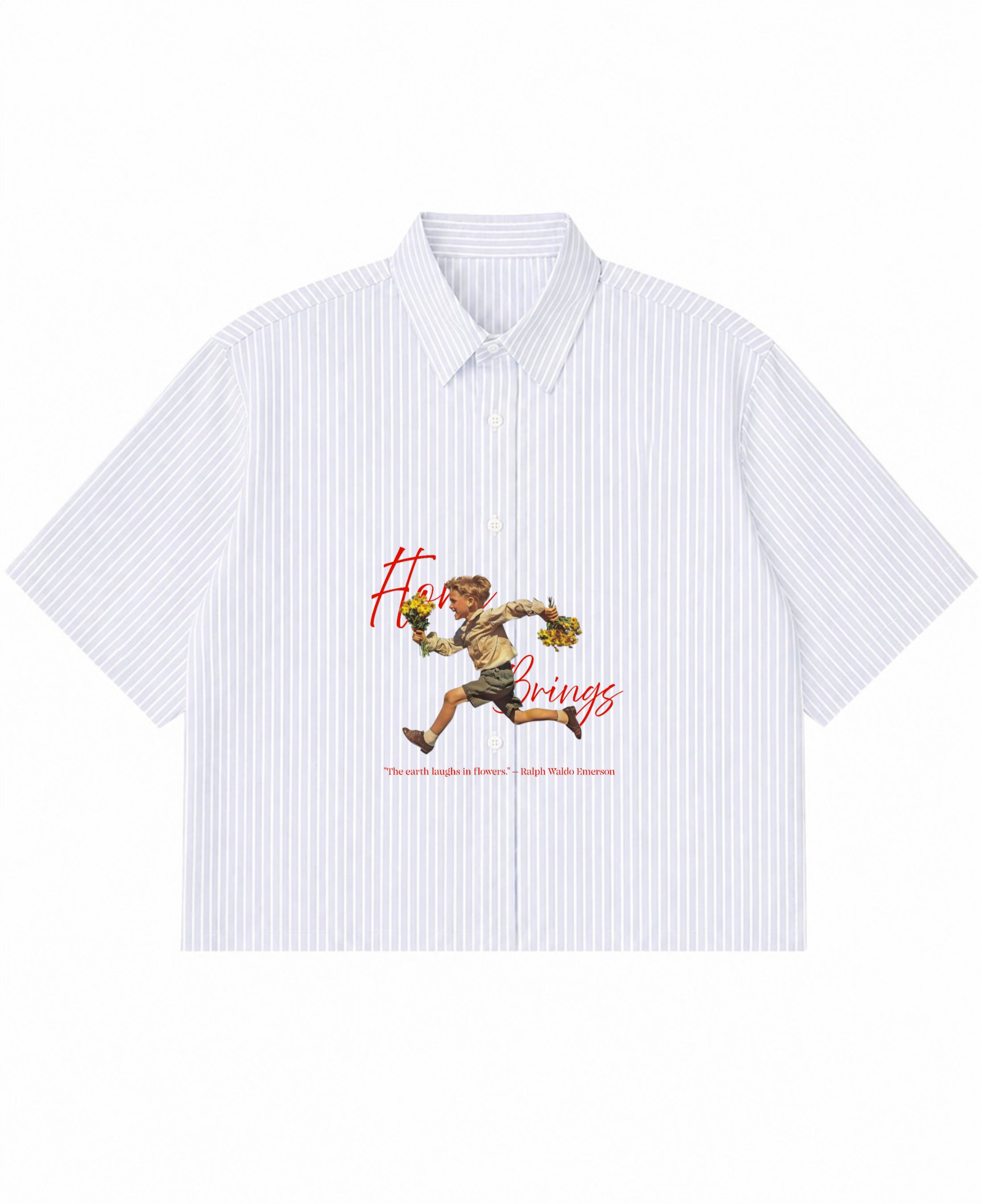 Blue Striped Oxford Boxy Shirt Front Design