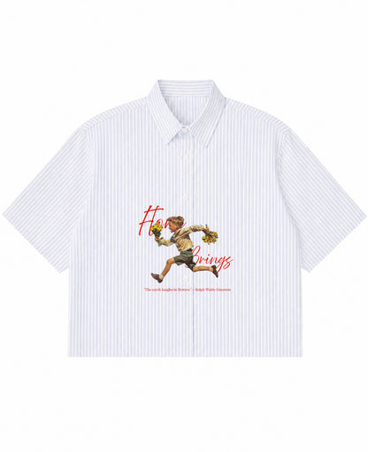 Blue Striped Oxford Boxy Shirt Front Design