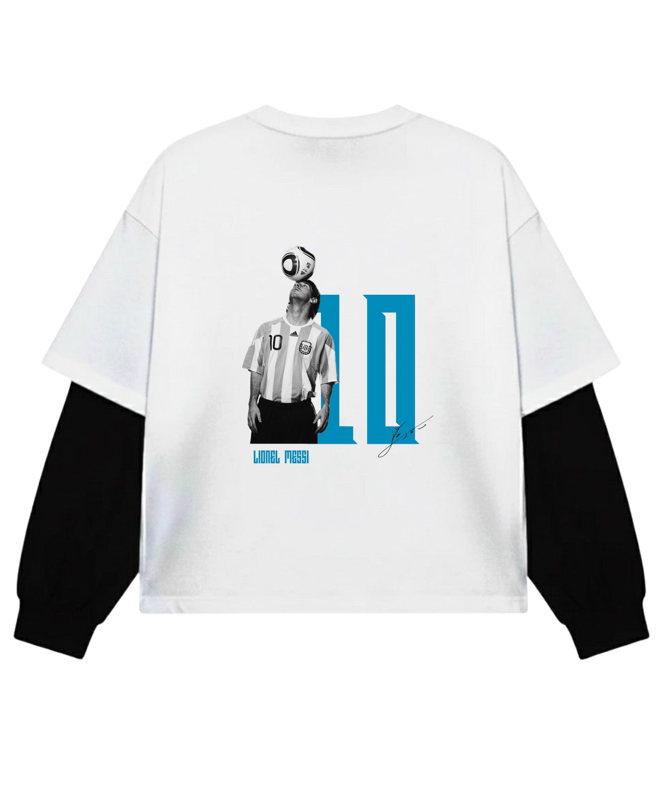 White With Black Sleeve Oversized Tee Back Design