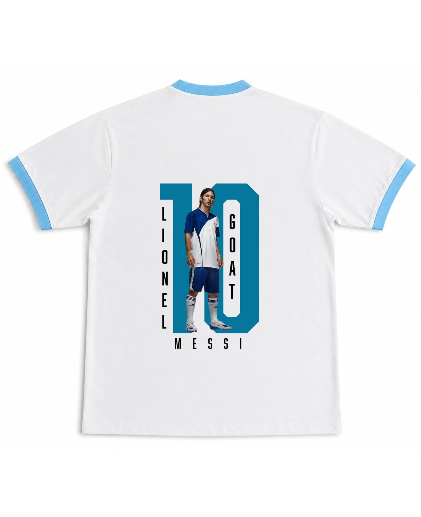 White & Sky Blue Ringer tee Back Design