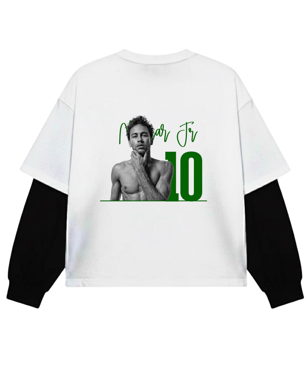 White With Black Sleeve Oversized Tee Back Design